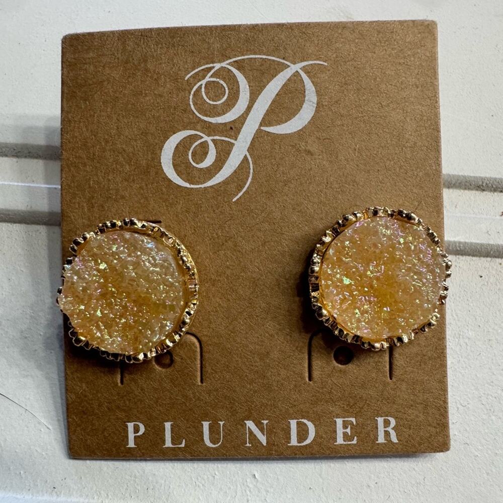 Plunder NEW Dolly Yellow Orange Stone Gold Sparkle Stud Earrings